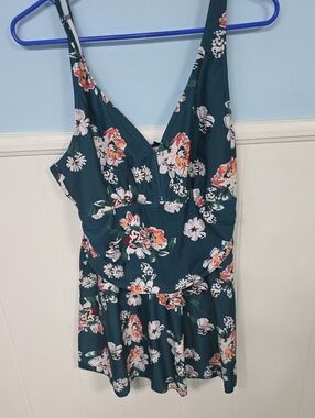 Teal Floral One-Piece Swimsuit